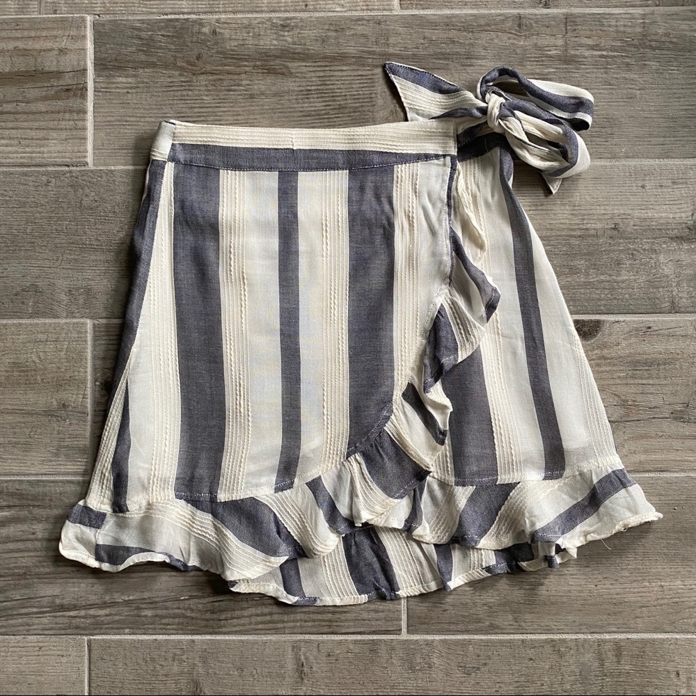 Vintage Havana Linen Wrap Skirt Small